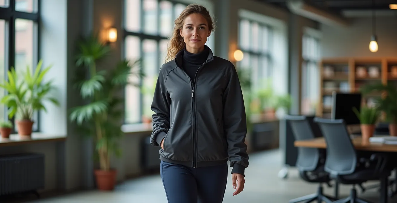 Stilvolle Kombination aus technischen Materialien und klassischen Naturfasern im modernen Büro-Look