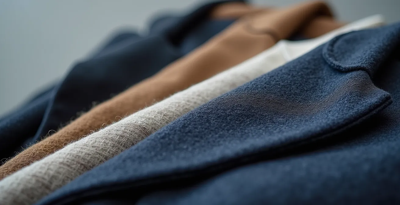 Nahaufnahme hochwertiger Blazer-Stoffe im Vergleich