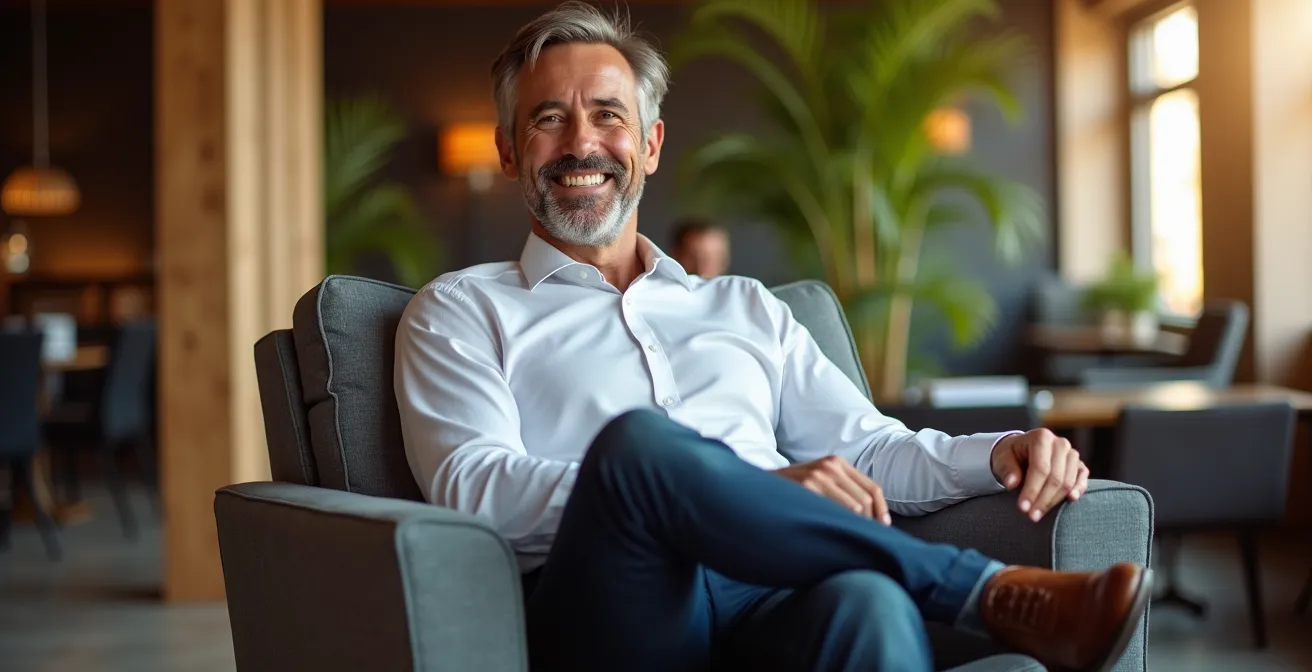 Hochwertige Business-Jeans elegant präsentiert im minimalistischen Setting