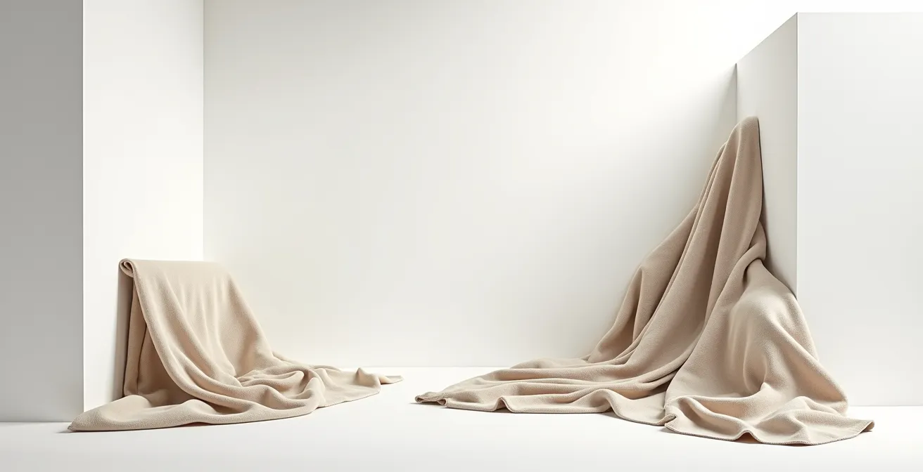 Hochwertige Stofftexturen und Materialqualität verschiedener natürlicher Textilien im Detail.