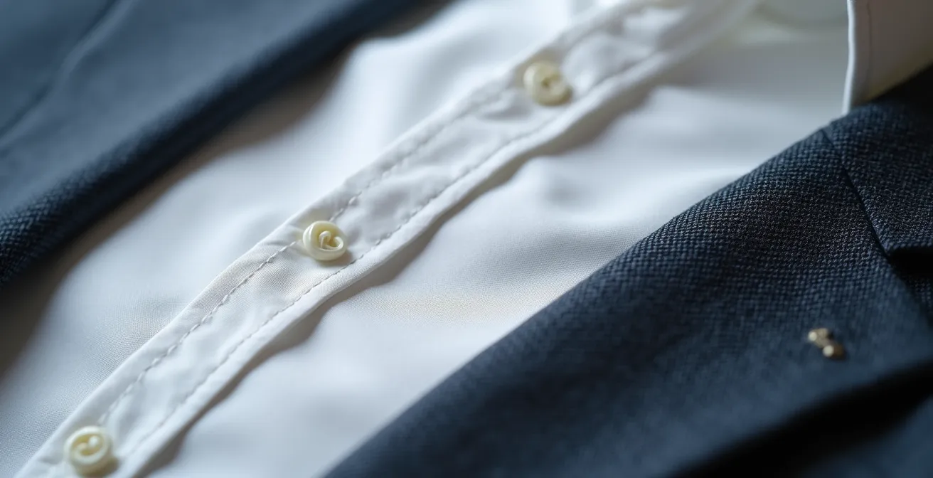 Makroaufnahme von hochwertigen Unterhemdstoffen unter Anzughemd
